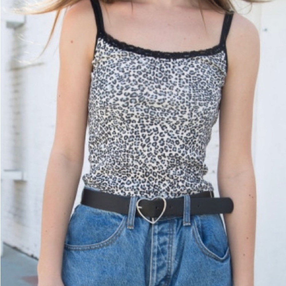 brandy melville blue leopard print tank top
